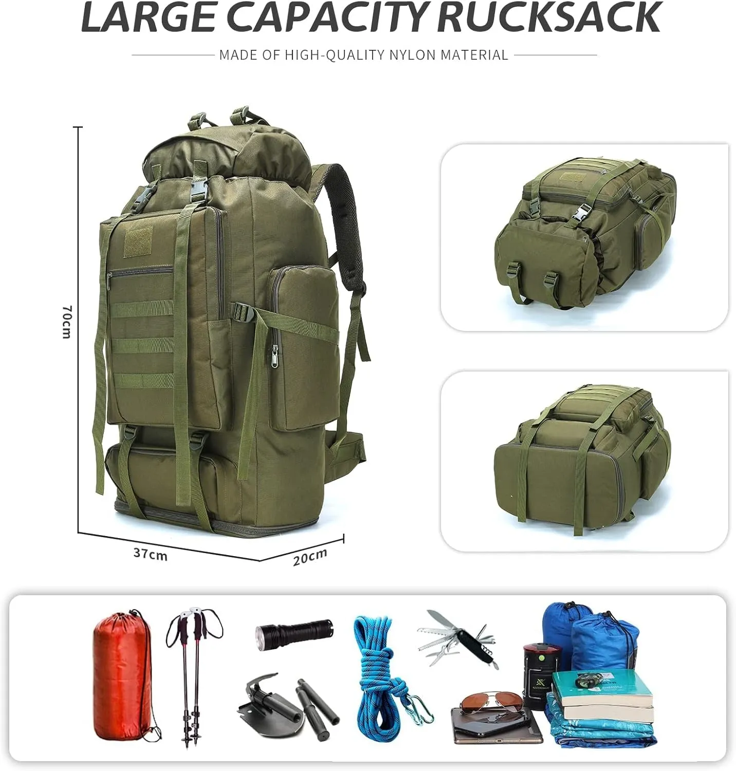70L/100L Hiking Camping Backpack MOLLE
