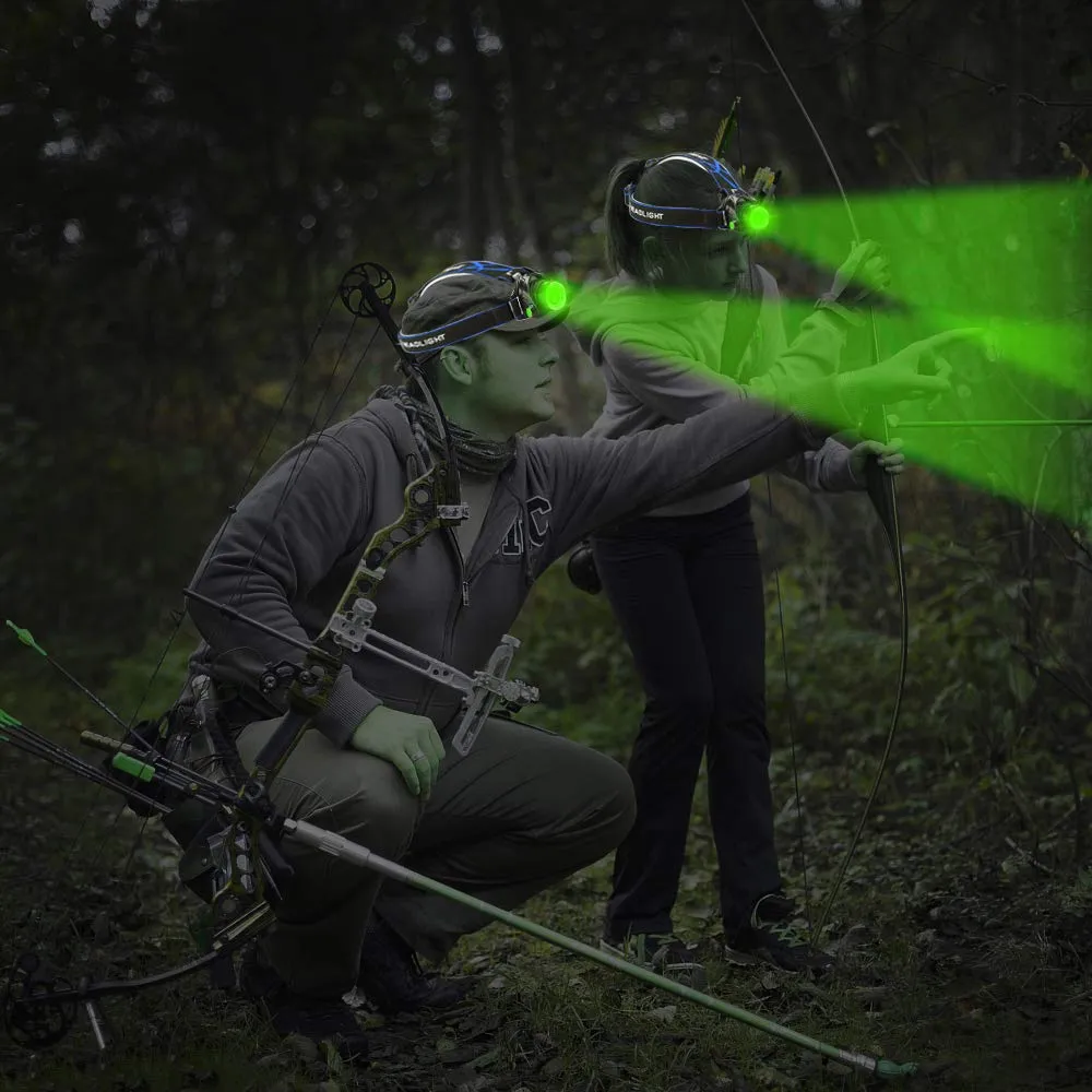 AuKvi Green Light Headlamp,3 Mode Green LED headlamp,Zoomable Green headlamp,Adjustable Focus Green LED Headlight for Astronomy, Aviation, Night Observation,etc