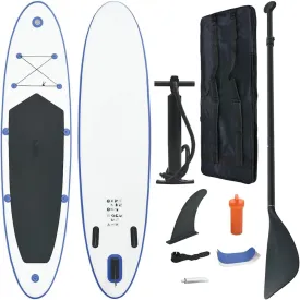 CHARMMA Stand Up Paddle Board Set SUP Surfboard Inflatable Blue and White,Paddleboards-92202