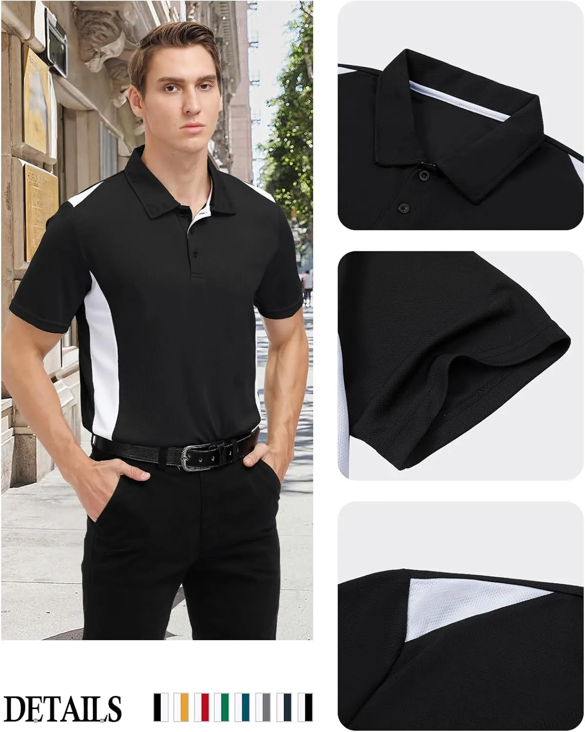 Corna Men's Big and Tall Golf Polo Shirts Moisture Wicking Performance Dry Fit Collared Shirts for Men L-6XL