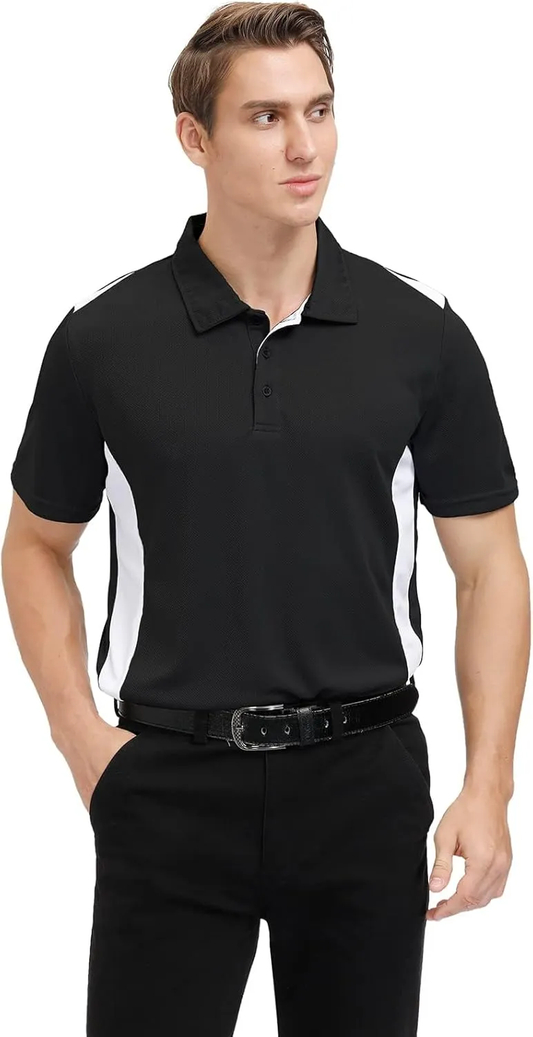 Corna Men's Big and Tall Golf Polo Shirts Moisture Wicking Performance Dry Fit Collared Shirts for Men L-6XL