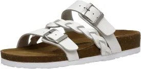 CUSHIONAIRE Women's Lizzy Cork Footbed Sandal - Comfortable, Adjustable Straps, Arch Support, Wide Widths Available, Boho Chic Summer Slides