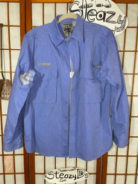ExOfficio Fishing Shirt Men Small Vented Blue Hiking Camp