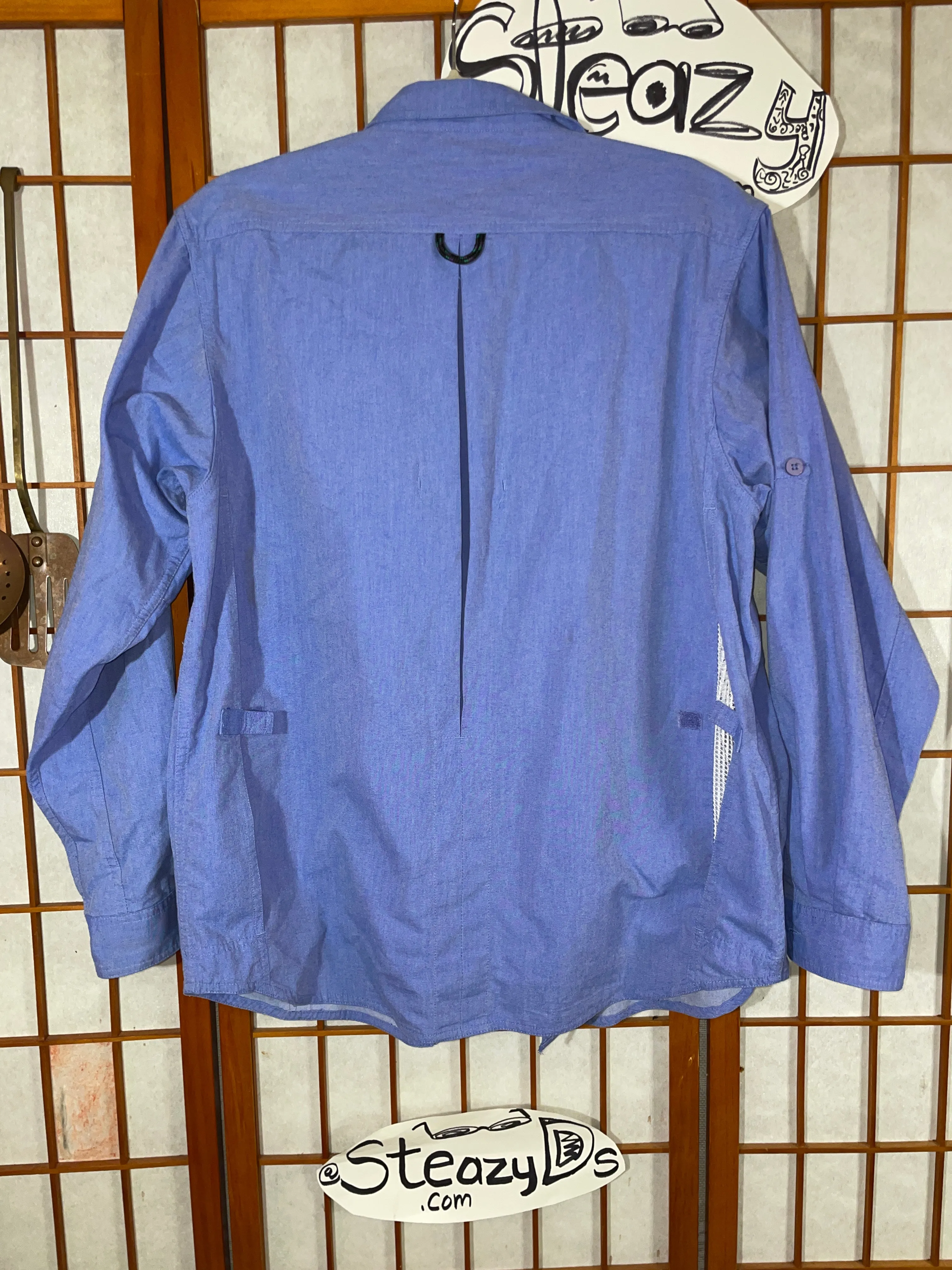 ExOfficio Fishing Shirt Men Small Vented Blue Hiking Camp