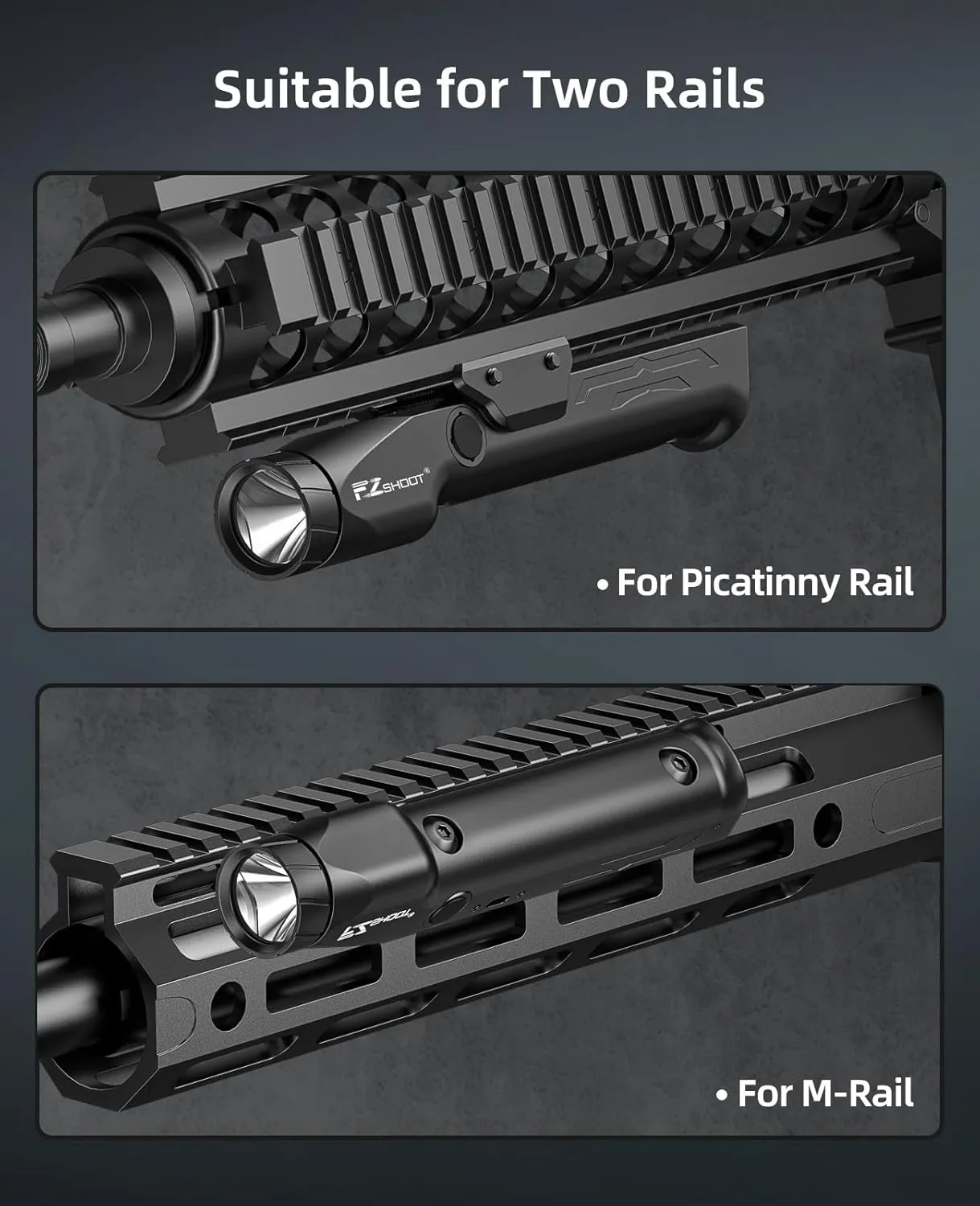 EZshoot 1700 Lumens Tactical Flashlight Compatible with M-Rail & Picatinny Rail