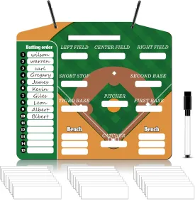 Geyee 34 Pcs Magnetic Baseball Lineup Board for Coach, Erases Easily Magnetic Dugout Board Softball Coaching Board with 30 Lineup Cards 2 Snap Hooks and Marker Pen
