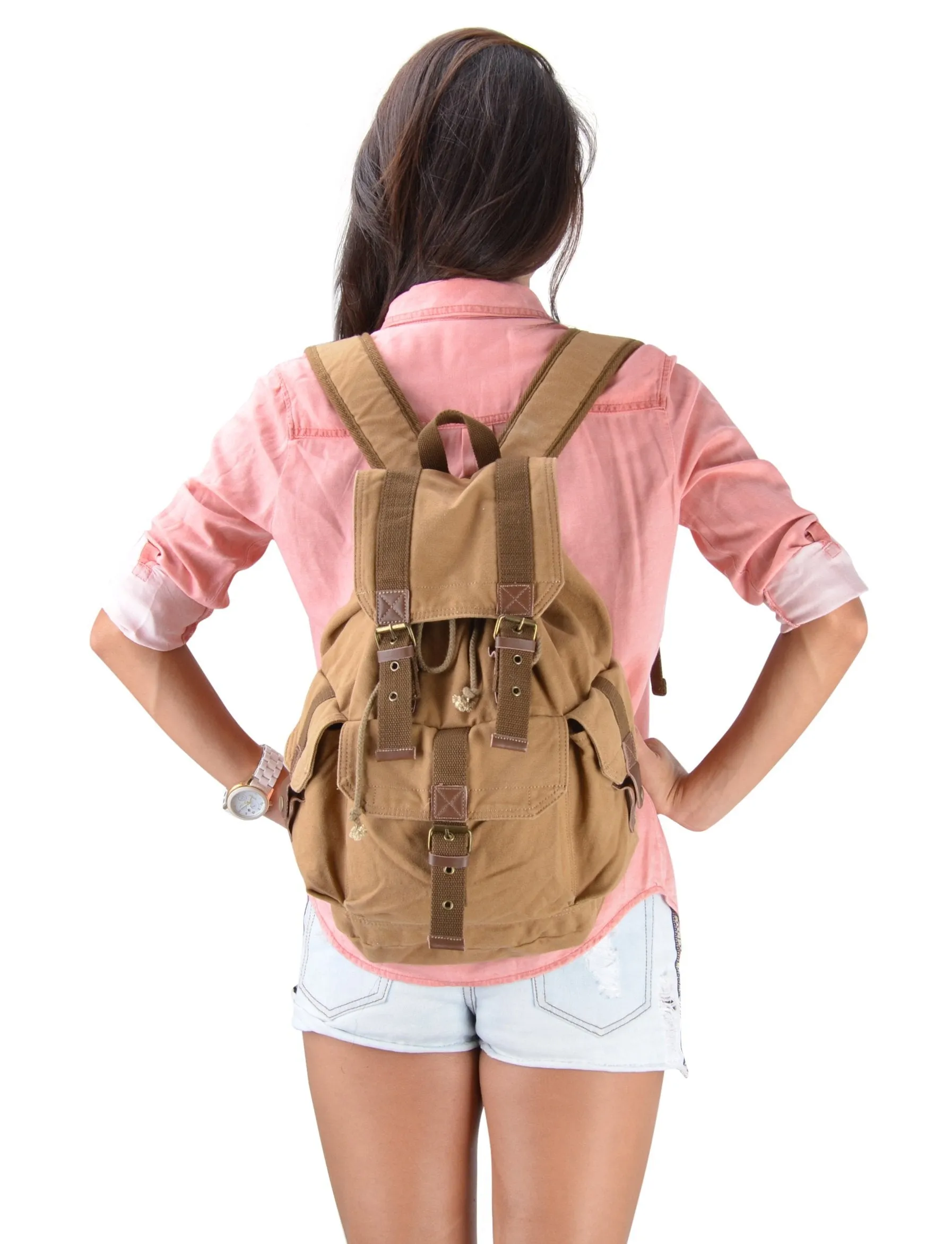 Gootium 21101KA-S Specially High Density Thick Canvas Backpack Rucksack, Khaki Small