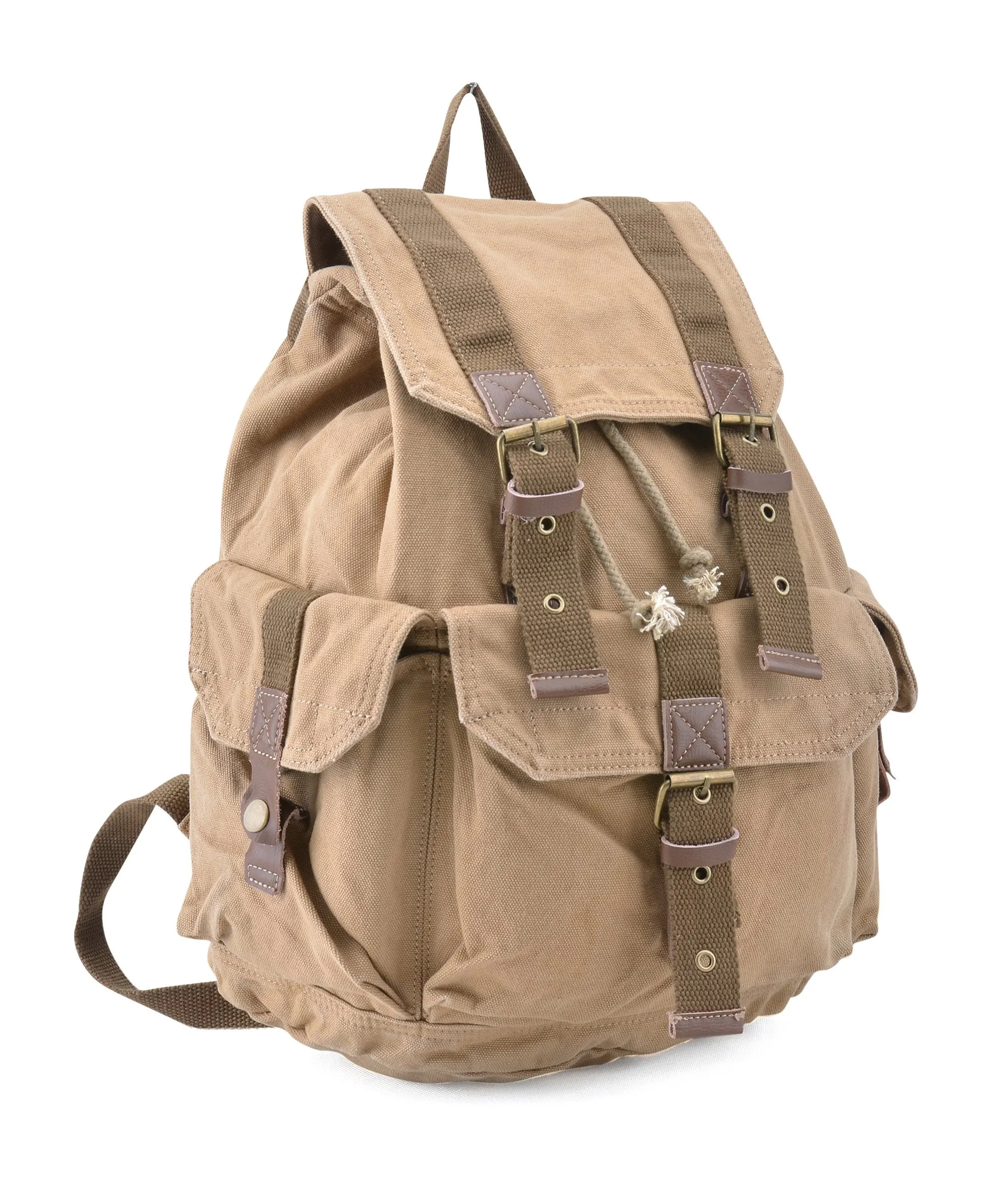 Gootium 21101KA-S Specially High Density Thick Canvas Backpack Rucksack, Khaki Small