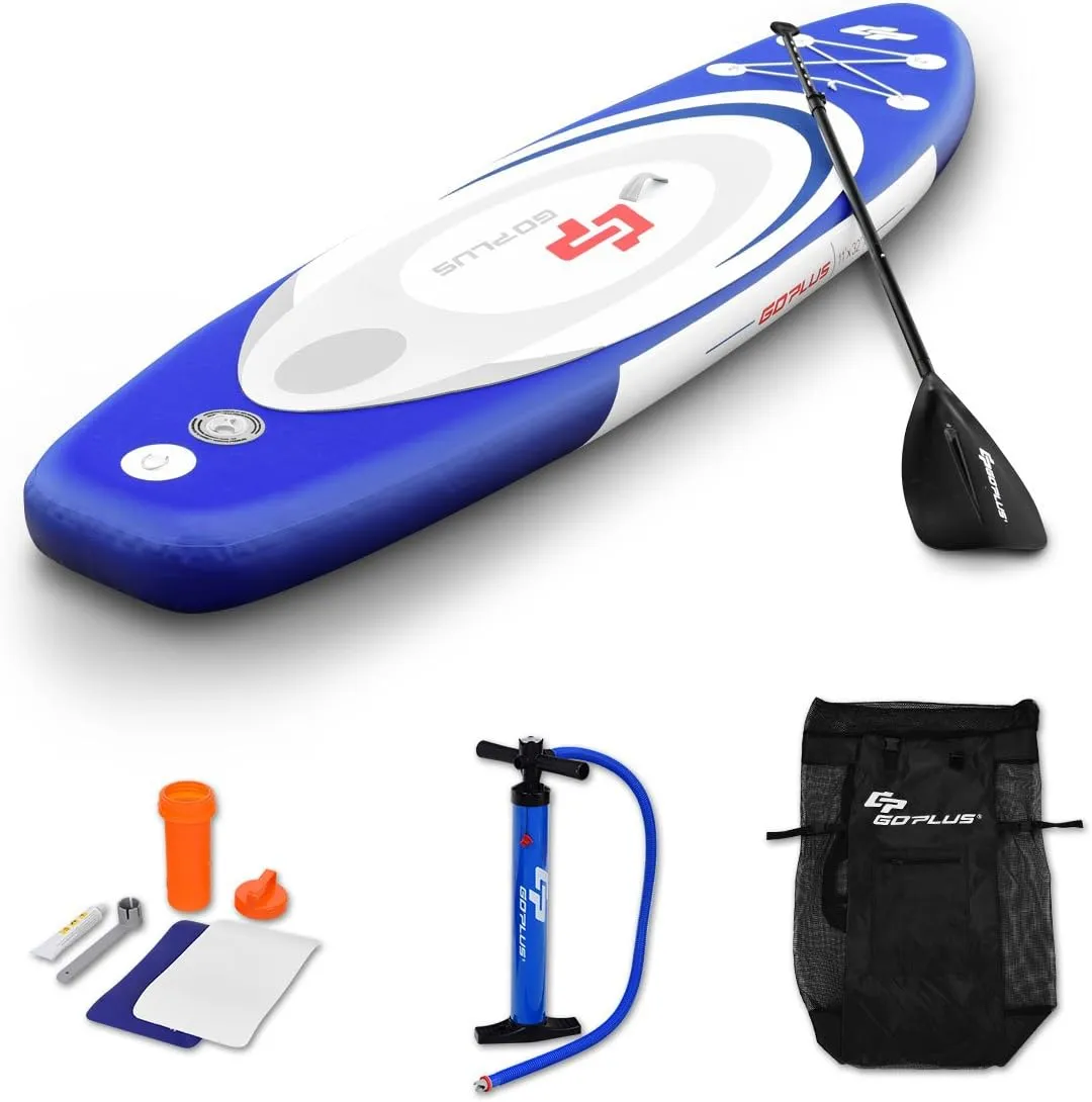 HOMGX Inflatable Stand Up Paddle Board, Surfboard Sup Board with Retractable Paddle, Removable Fin, Pump and Carry Bag Included