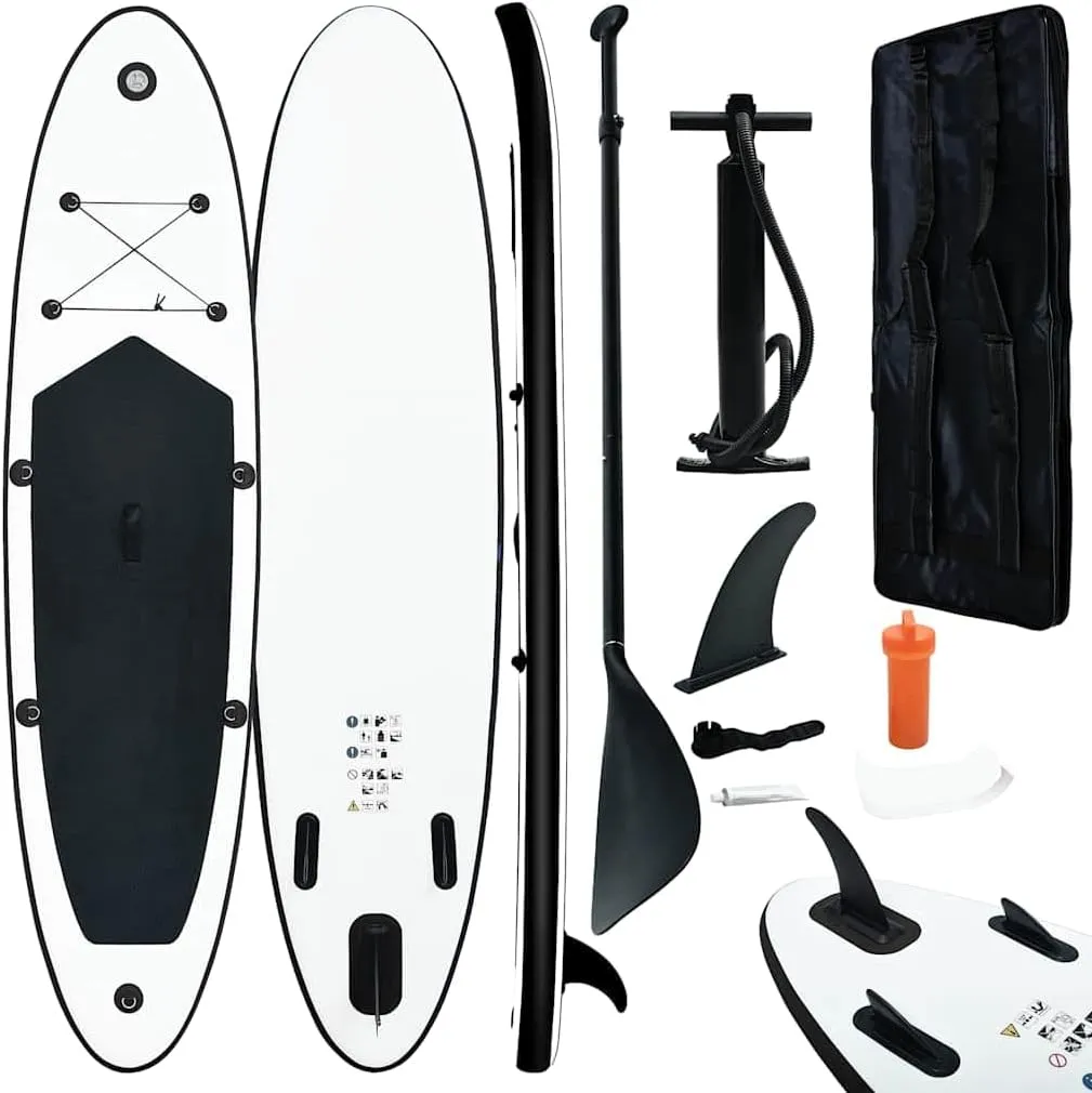 Inflatable Stand up Paddle Board Set, Puncture-Proof and Durable, Black and White, 141.7" x 31.9" x 3.9"
