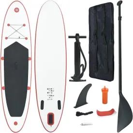 Inflatable Stand Up Paddle Board Set with Oar and Accessories for Adults, Puncture-Proof and Sturdy Design, Red and White