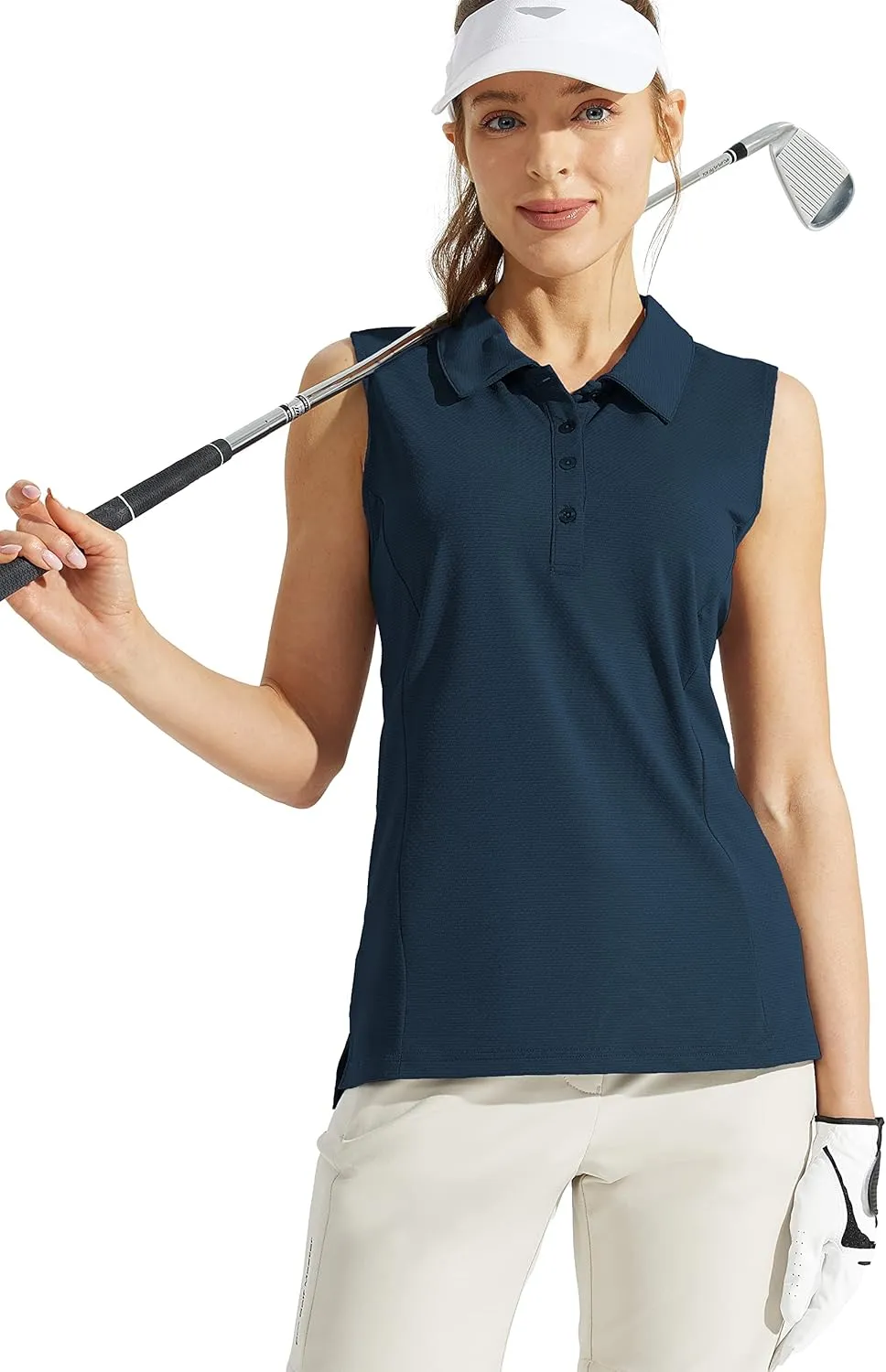 Looleafy Women's Sleeveless Golf Shirt Quick Dry Tennis Tank Tops Golf Polo Shirts for Women with Collar