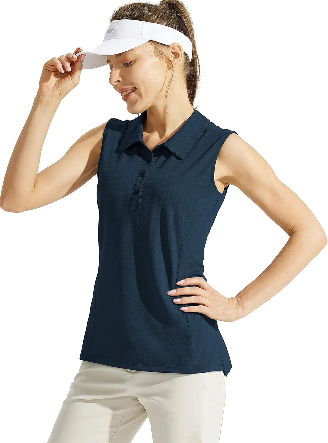 Looleafy Women's Sleeveless Golf Shirt Quick Dry Tennis Tank Tops Golf Polo Shirts for Women with Collar