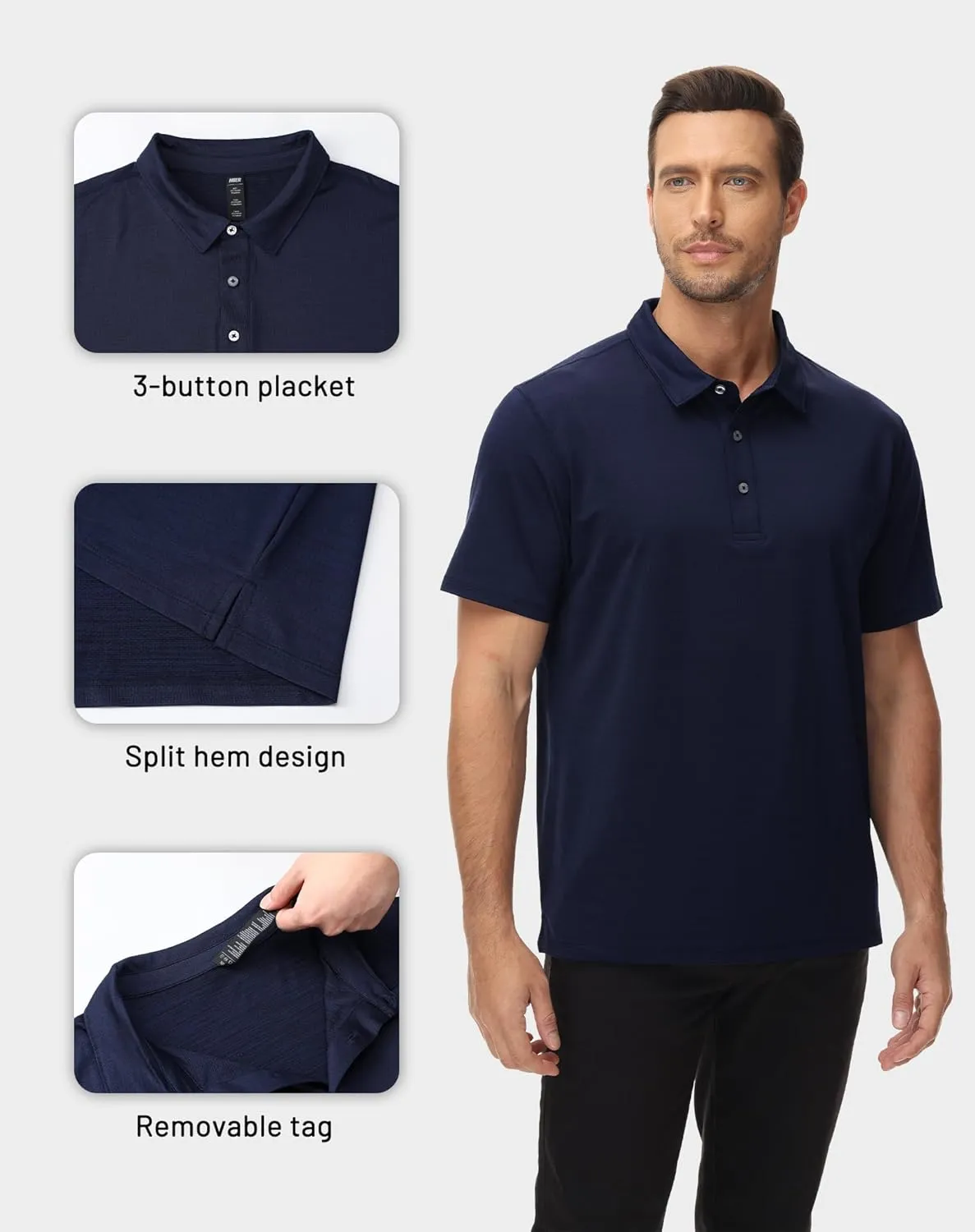 MIER Mens Polo Shirts Dry Fit Short Sleeve Performance Golf Shirt Moisture Wicking Athletic Casual Collared T-Shirt