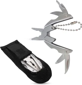 Mini Multitool Keychain Set - Multifunctional All In One Pocket Tool - 6-in-1, Plier, Wire Strippers, Phillips Screwdriver, Knife, File & Flat, With Carry case Mini Eyeglass Screwdriver