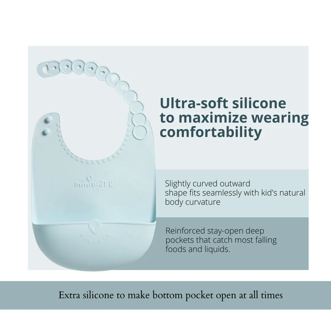 Miniware Roll and Lock Silicone Bib Aqua