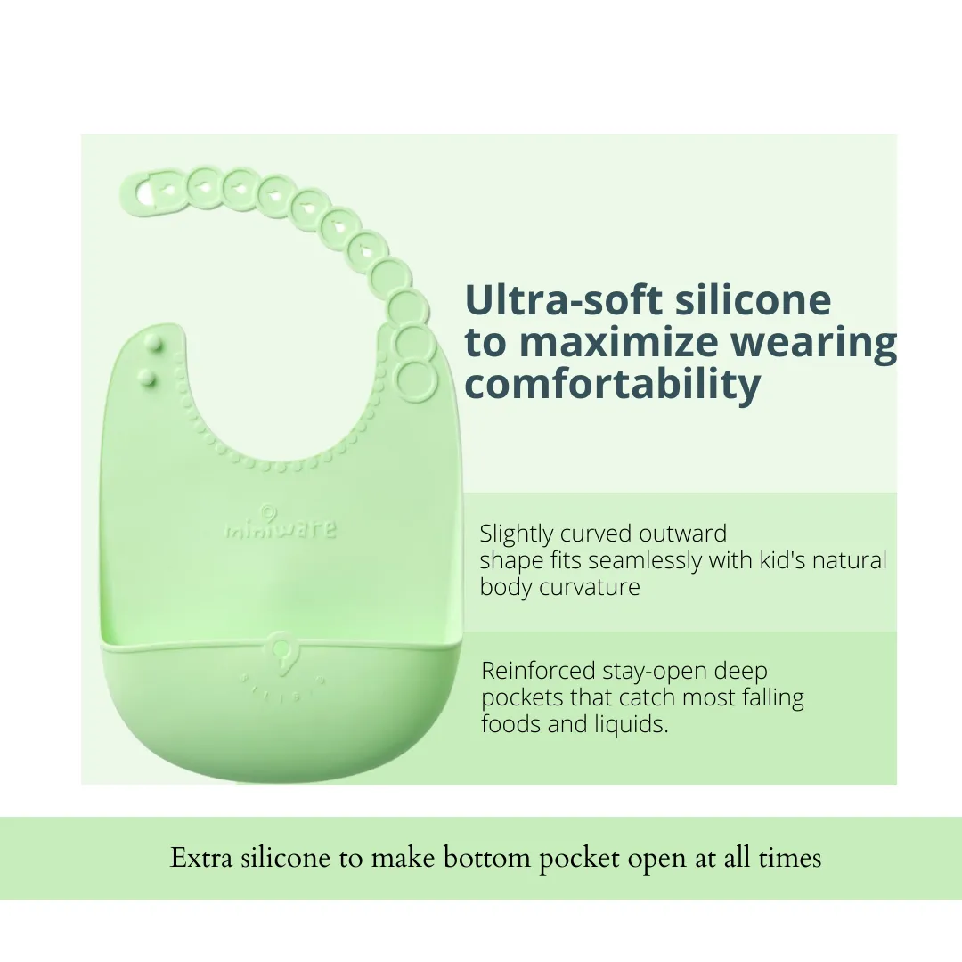 Miniware Roll and Lock Silicone Bib Lime