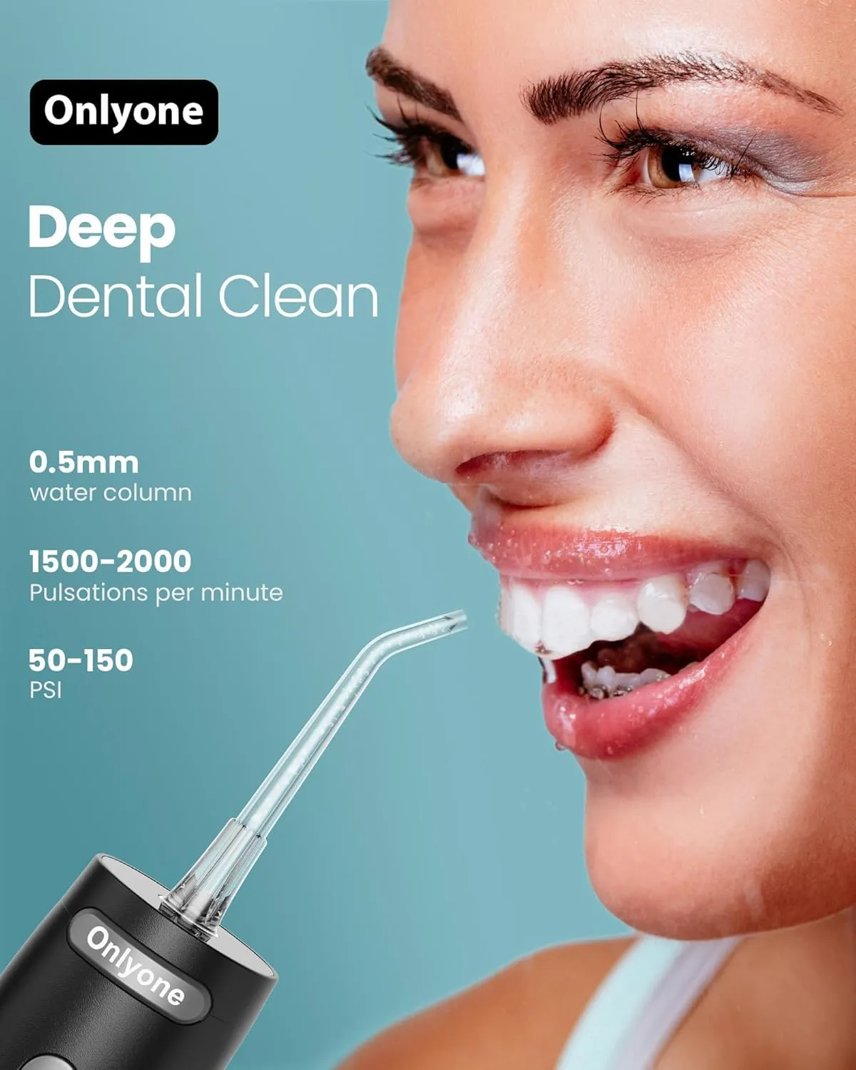 Onlyone Water Dental Flosser, 300ML Portable Oral Irrigator for Teeth, 4 Modes and 5 Jet Tips,Rechargeable Irrigation Cleaner,Electric Flossing Machine Power Flossers & Irrigator Accessories White