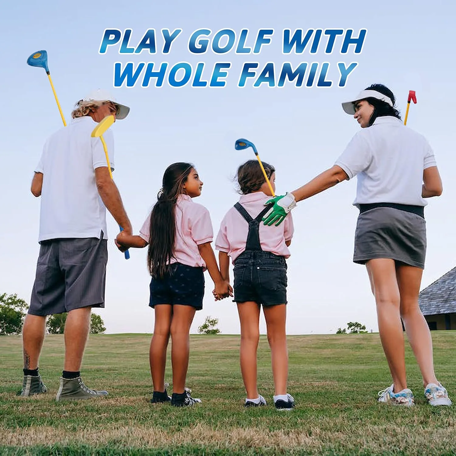 PGM Children's Golf Club Set - Can Hit Real Balls, 3 Pieces Clubs Includes Wood, Iron, and Putter, Great for Beginner Boys and Girls, Instructional Training Set