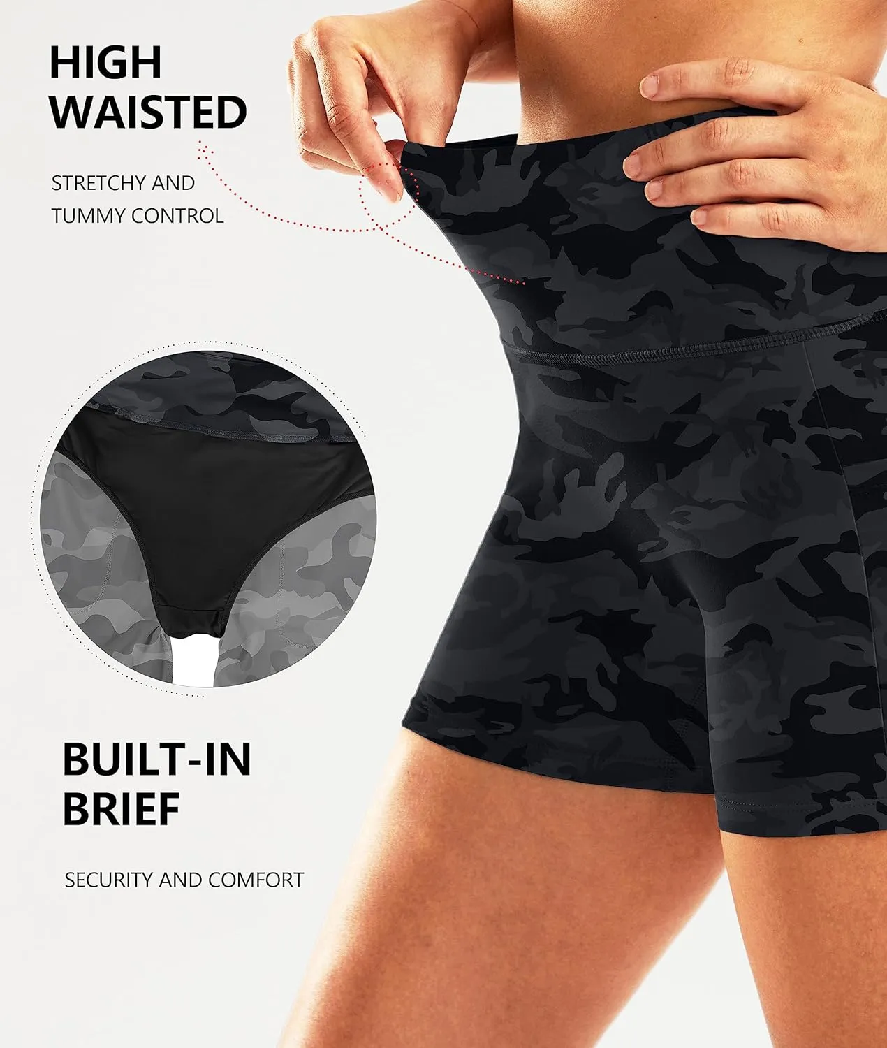 Pudolla Womens Swim Shorts High Waisted Bathing Bottom Shorts Tummy Control Board Swimsuit with Pockets
