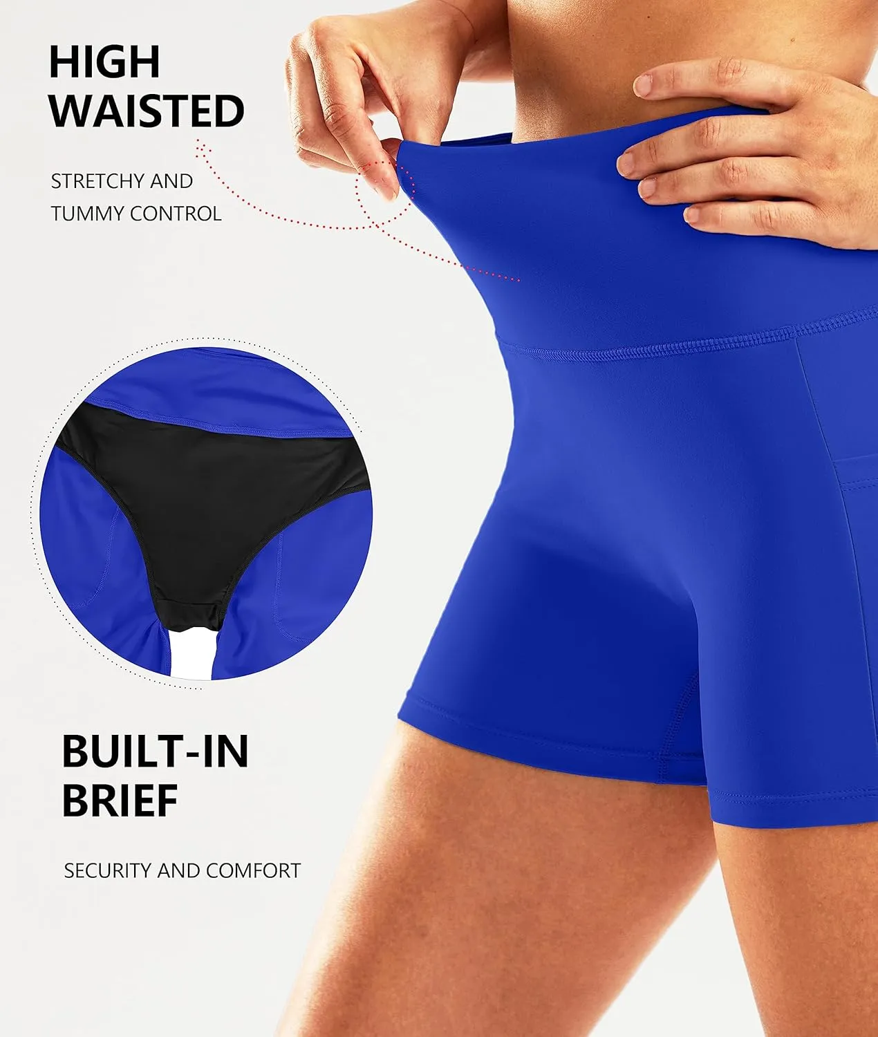 Pudolla Womens Swim Shorts High Waisted Bathing Bottom Shorts Tummy Control Board Swimsuit with Pockets