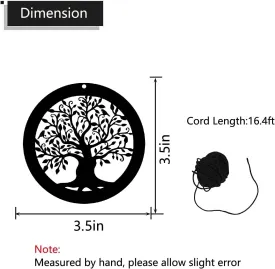 Replacement Wind Catcher, Wind Chime Sail Replacement with 16.4FT Nylon Cord, Metal Wind Chime Parts Replacement for Sympathy Wind Chimes and Wind Bells, Black Tree