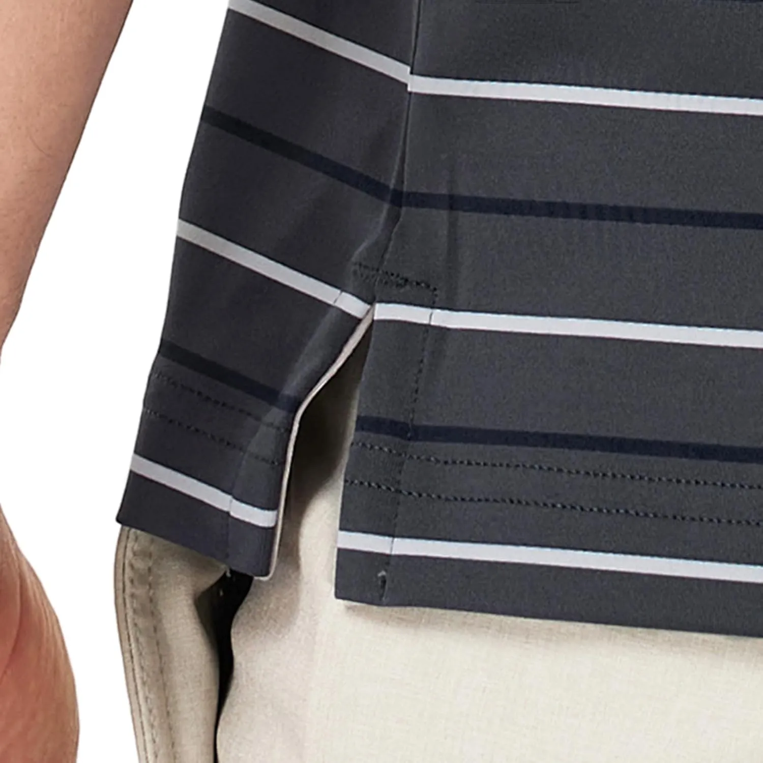 Rouen Mens Golf Shirt Moisture Wicking Dry Fit Performance Stripe Casual Collared Short Sleeve Golf Polo Shirts for Men