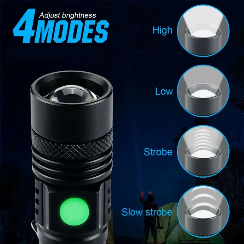 SMAXPro™ 2pk Tactical LED Rechargeable Flashlights: Super Bright, Zoomable, Waterproof