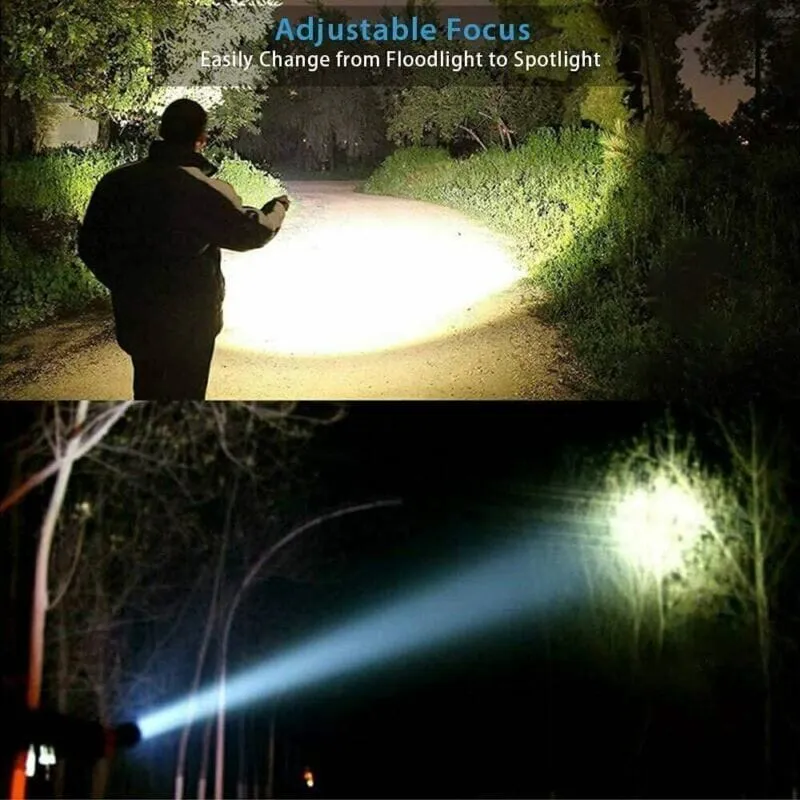 SMAXPro™ 2pk Tactical LED Rechargeable Flashlights: Super Bright, Zoomable, Waterproof