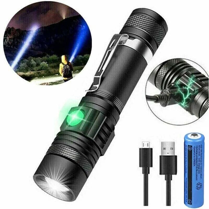 SMAXPro™ 2pk Tactical LED Rechargeable Flashlights: Super Bright, Zoomable, Waterproof