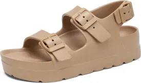 SOSOWHLTE Women's Platform Sandals with Arch Support - 3 Adjustable Straps Summer Beach Sandals, Lightweight & Slip-Resistant