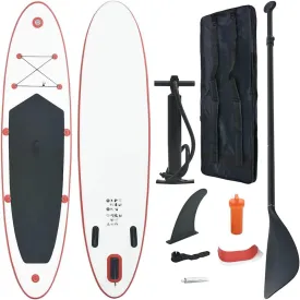 Sturdy and Versatile Inflatable Stand Up Paddle Board Set, Easy Inflate, Puncture-Proof, Red and White