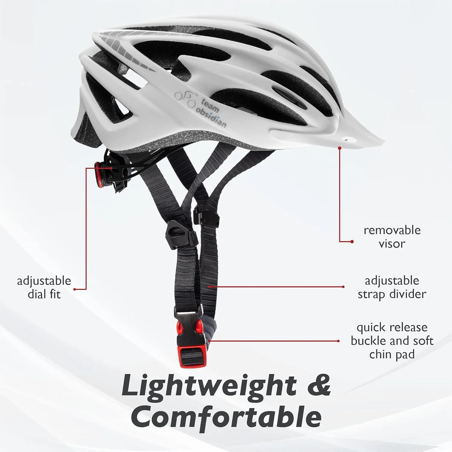 Team Obsidian Airflow Adult Bike Helmet - Lightweight Helmets for Adults with Reinforcing Skeleton - Unisex Bicycle Helmets for Women and Men - Comfortable and Breathable Cycling Mountain Bike Helmet