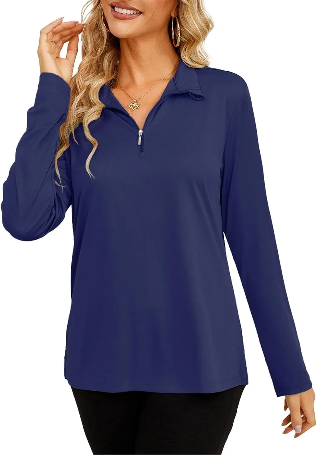 Womens Golf Shirt Quick Dry Long Sleeve Tennis Tops UPF50  Collared Golf Polo Shirts for Women