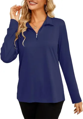 Womens Golf Shirt Quick Dry Long Sleeve Tennis Tops UPF50  Collared Golf Polo Shirts for Women Womens Golf Shirt Quick Dry Long Sleeve Tennis Tops UPF50  Collared Golf Polo Shirts for Women