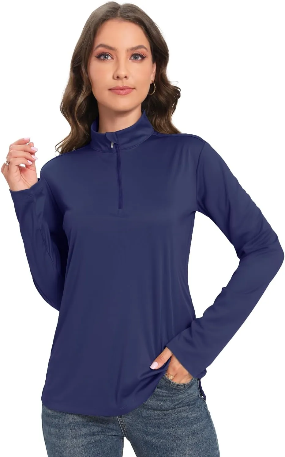 Womens Golf Shirt Quick Dry Long Sleeve Tennis Tops UPF50  Collared Golf Polo Shirts for Women
