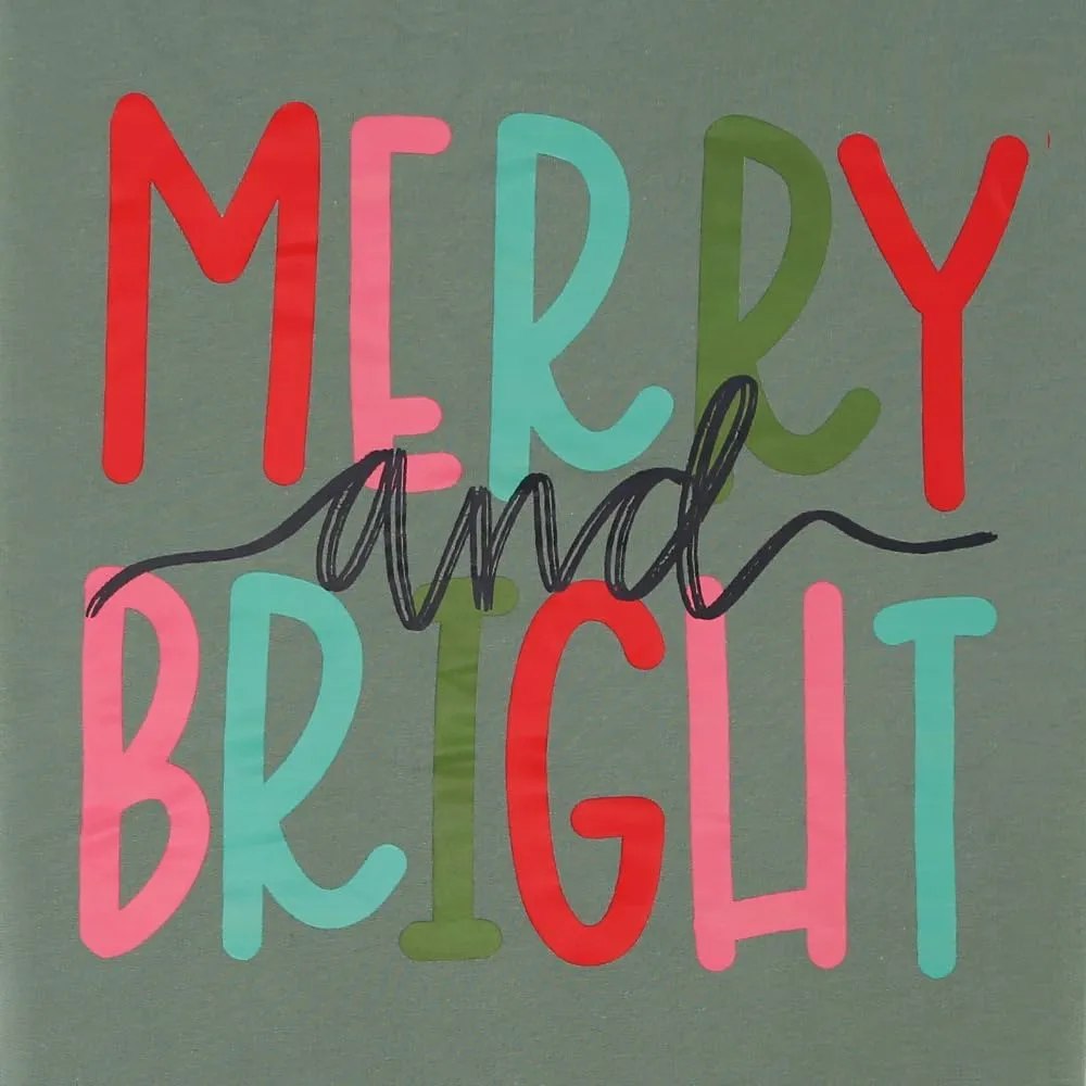 Women's Merry and Bright Sweatshirt Long Sleeve Merry Christmas Sweatshirt Retro Letter Printed Xmas Gifts Top