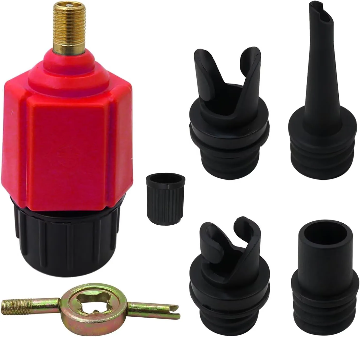 Xspeedonline Inflatable SUP Pump Adaptor Air Compressor Valve Converter, Multifunction SUP Valve Bike Pump Adapter w/ 4 Air Valve Nozzles for Inflatable Boat, Stand Up Paddle Board, Inflatable Bed