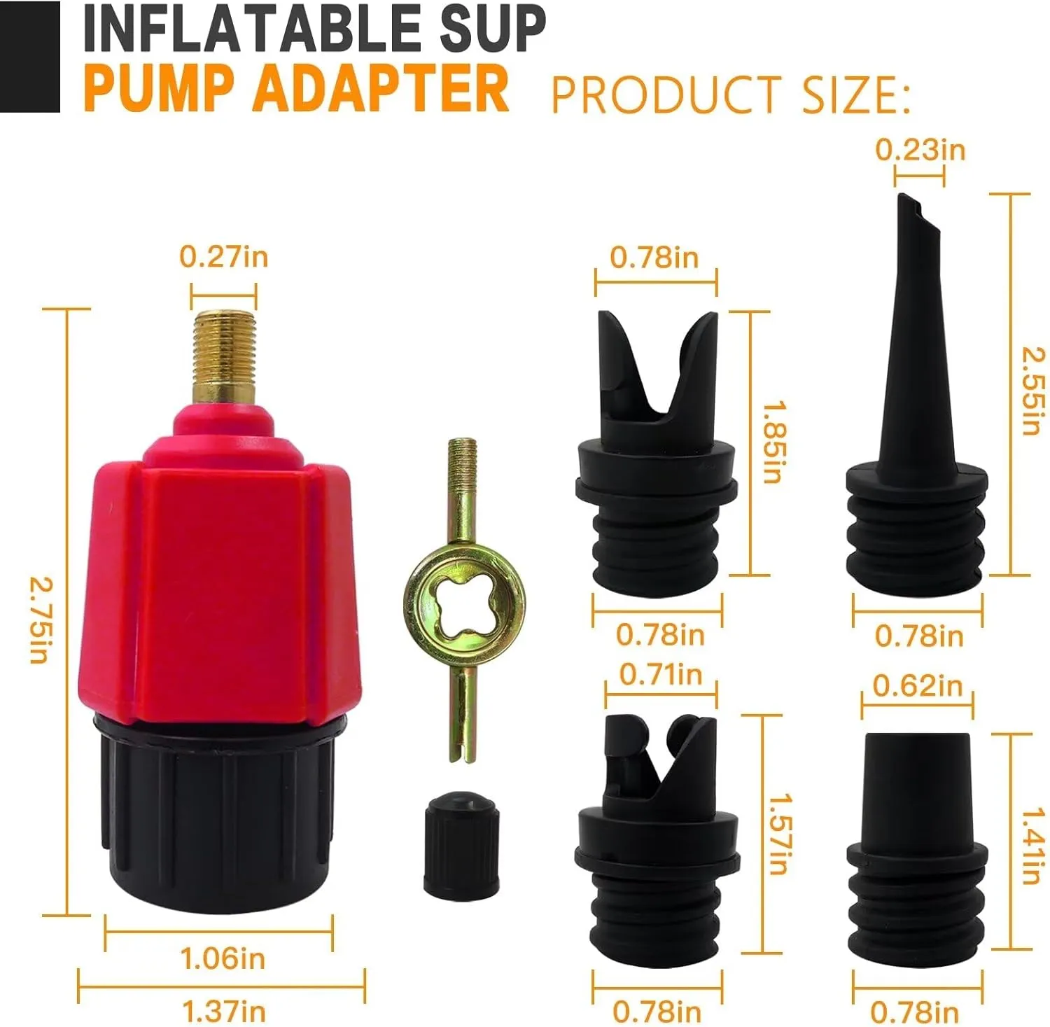Xspeedonline Inflatable SUP Pump Adaptor Air Compressor Valve Converter, Multifunction SUP Valve Bike Pump Adapter w/ 4 Air Valve Nozzles for Inflatable Boat, Stand Up Paddle Board, Inflatable Bed