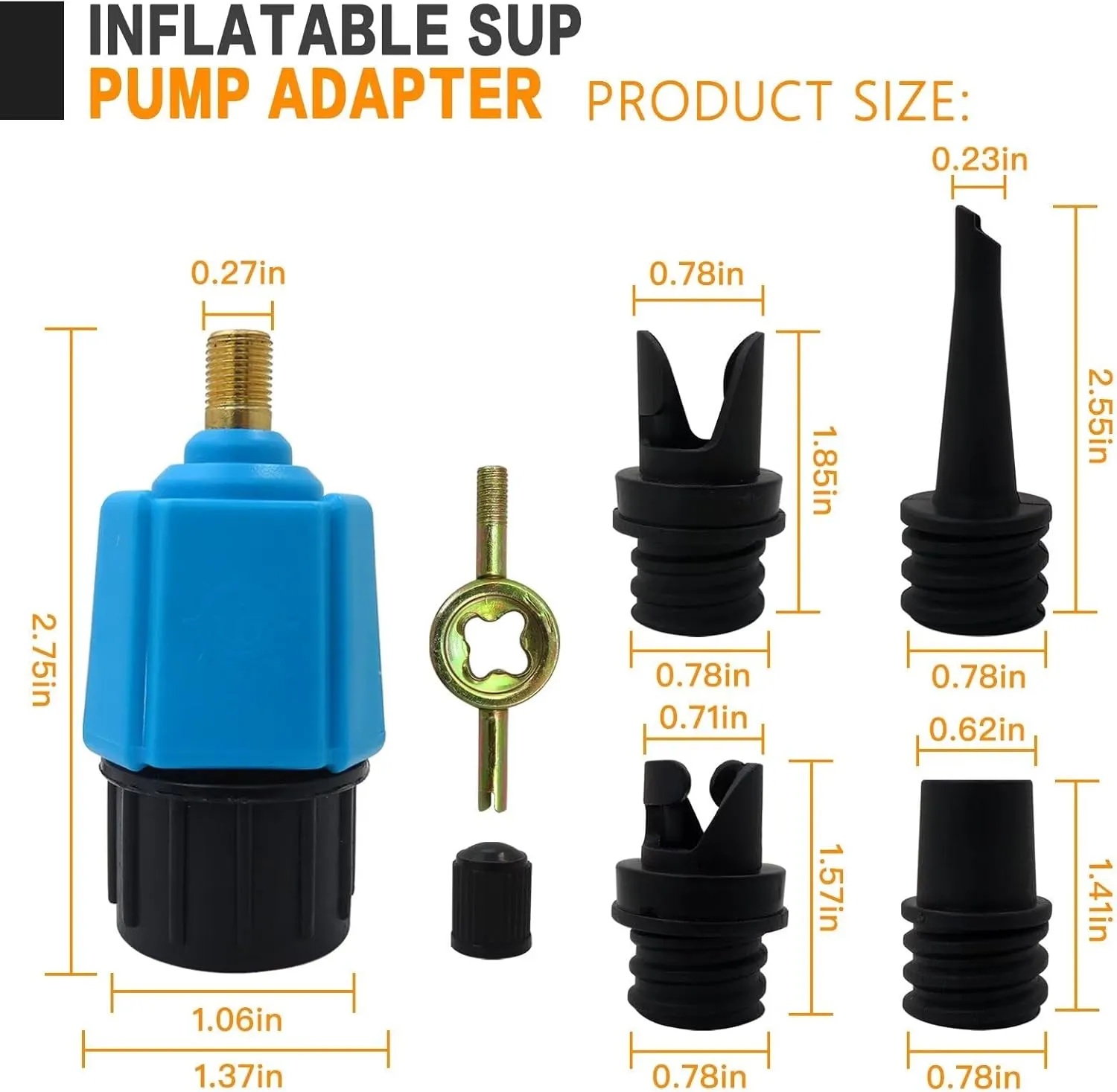 Xspeedonline Inflatable SUP Pump Adaptor Air Pump Converter, Multifunction Sup Valve Adapter with 4 Air Valve Nozzles for Inflatable Boat, Stand Up Paddle Board, Inflatable Bed, Surf Paddle Board