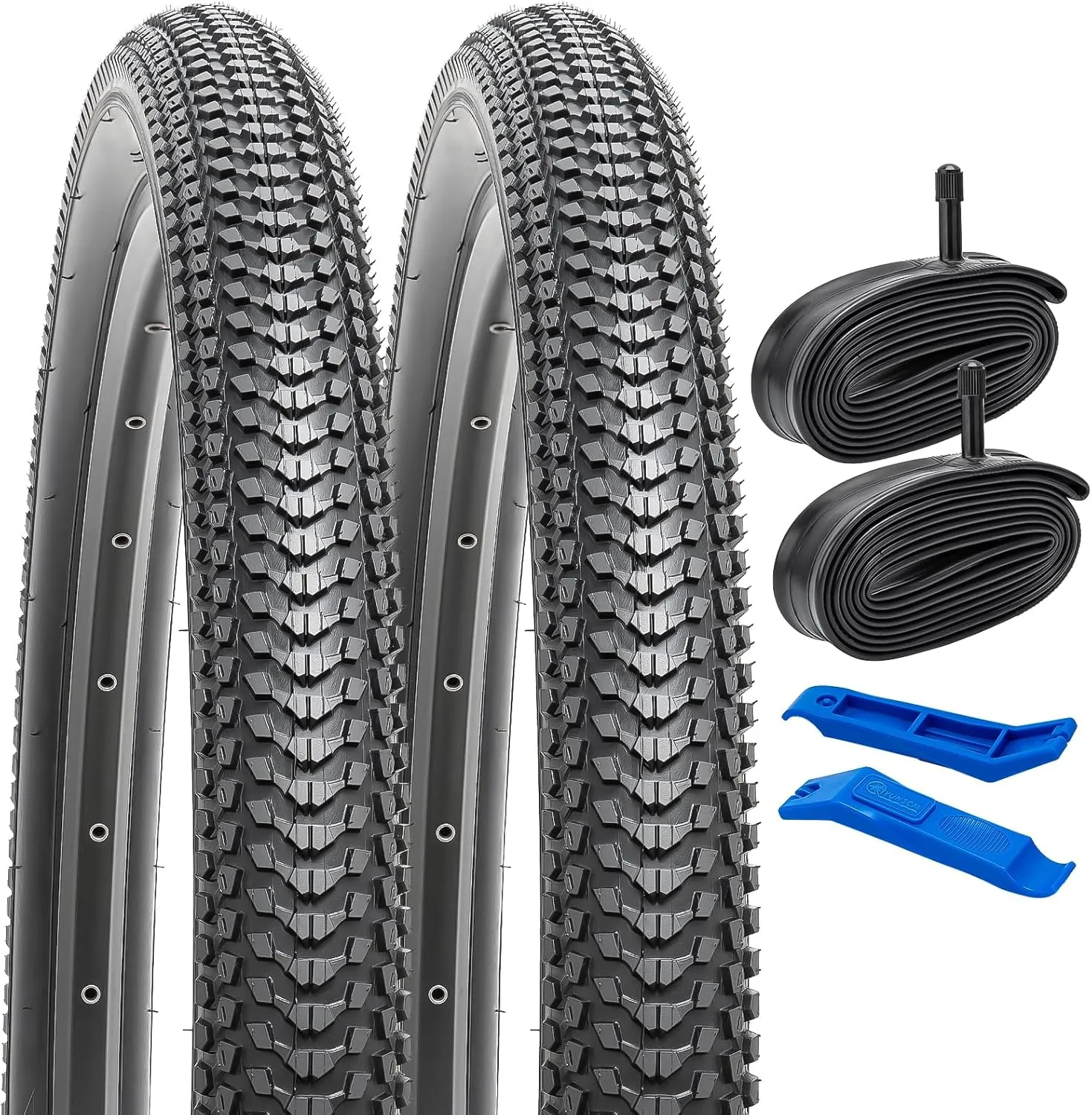 YUNSCM 26" Mountain Bike Tires 26x2.10/54-559 and 26" Heavy Duty Bike Tubes Schrader Valve Compatible with Off Road Bike 26x2.0 26 x 2.10 26x2.125 Bicycle Tires and Tubes (Y-1081)