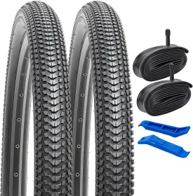 YUNSCM 26" Mountain Bike Tires 26x2.10/54-559 and 26" Heavy Duty Bike Tubes Schrader Valve Compatible with Off Road Bike 26x2.0 26 x 2.10 26x2.125 Bicycle Tires and Tubes (Y-1081)
